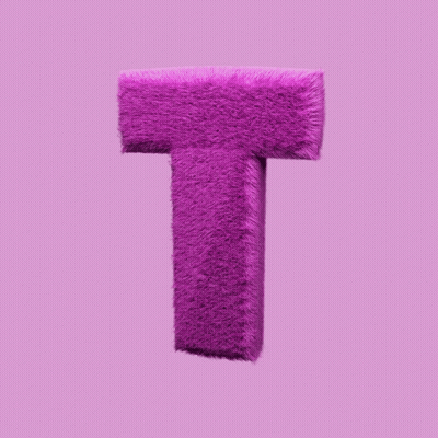 Letter T Made Of Purple Fur On Purple Background GIF
