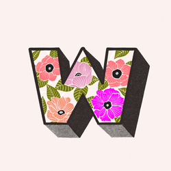 Letter W Art Colorful Flowers  GIF
