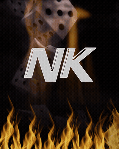 Letters NK on Black Background