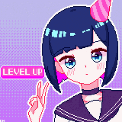 Level Up Anime Chibby Peace Sign GIF