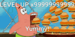 Level Up Patrick Eating Krabby Patty GIF