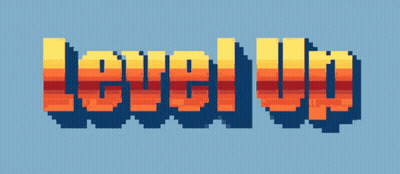Level Up Pixel Art On Blue Background GIF
