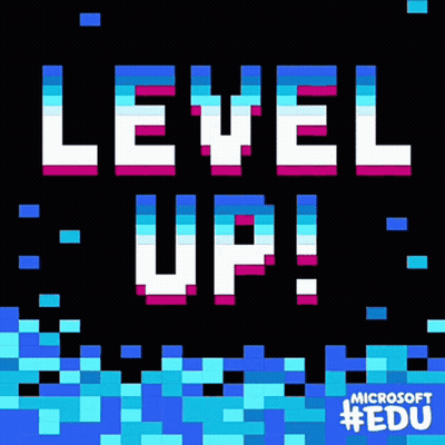 Level Up Poster With Microsoft Edu Logo GIF
