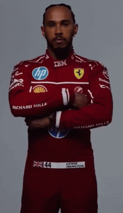 Lewis Hamilton In Red Ferrari Racing Suit GIF