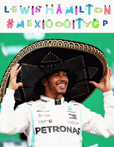 Lewis Hamilton In Sombrero And Petronas Shirt GIF