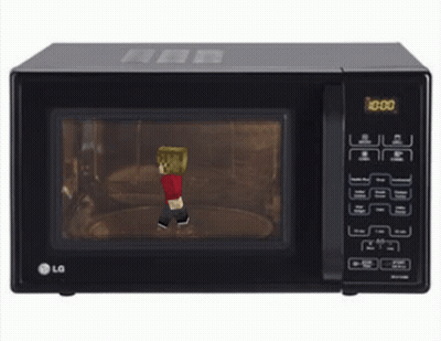 LG Microwave Oven With Minecraft Character Inside GIF