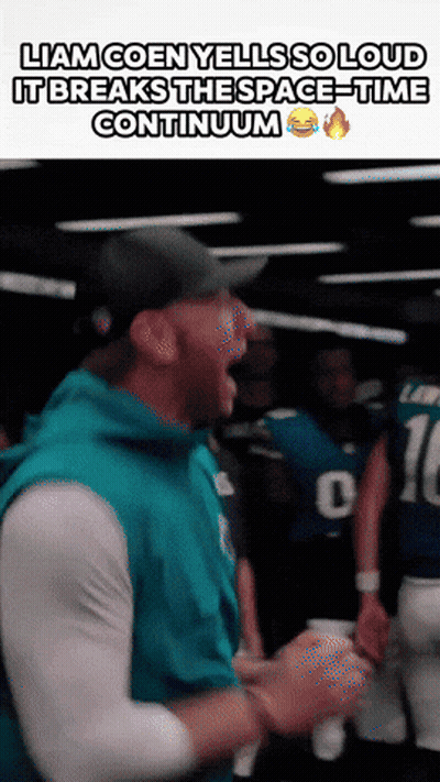 Liam Coen Yells Breaking Space-Time Continuum GIF