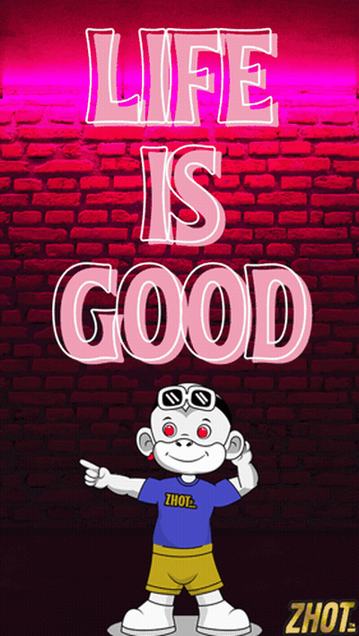 Life Is Good Poster With Cartoon Character GIF