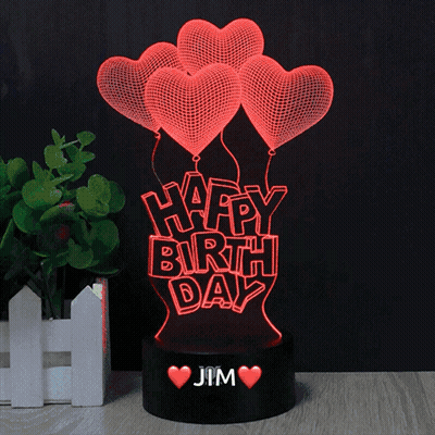 Light Saying Happy Birthday With Balloons GIF
