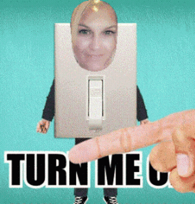 Light Switch With Woman Face Saying Turn Me On GIF