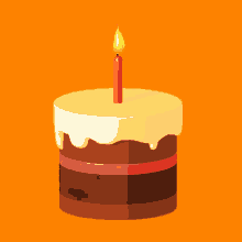 Lighted Birthday Candle On Cake Animation