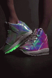 Lighted Rainbow Colored Sneakers GIF