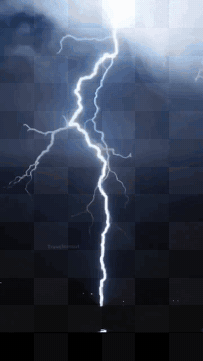 Lightning Bolt Strikes Ground GIF