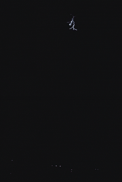Lightning Bolt Strikes Night Sky GIF