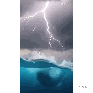 Lightning Bolt Strikes Water Sticker
