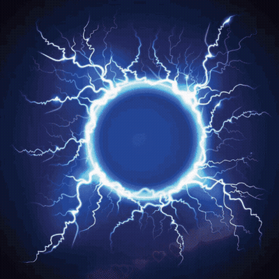 Lightning Circle Surrounded By Hearts GIF