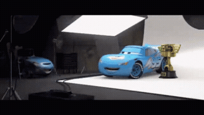Lightning McQueen Next To Gold Trophy GIF