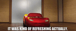 Lightning McQueen Refreshing Reaction Cars Movie GIF