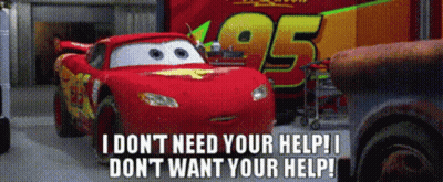 Lightning McQueen Saying I Don't Need Your Help GIF
