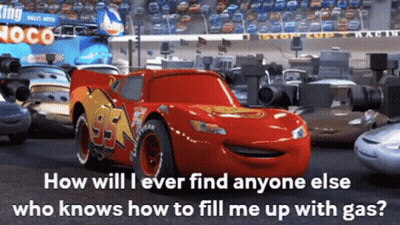 Lightning McQueen Smiling At Race Track GIF