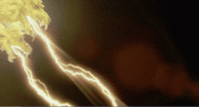 Lightning Strikes Against Dark Background With Yellow Light GIF