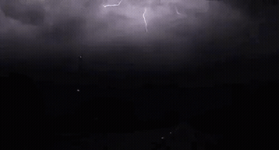 Lightning Strikes Behind Trees At Night GIF