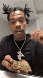 Lil Baby Hand Signals Steak Vlogging GIF