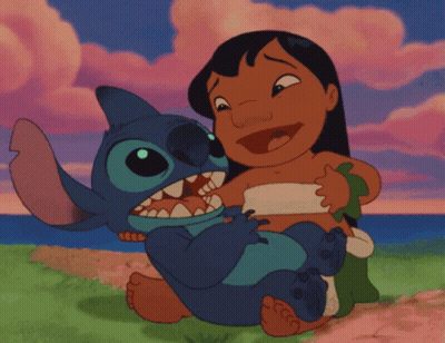 Lilo And Stitch Beside Basket Of Watermelons GIF