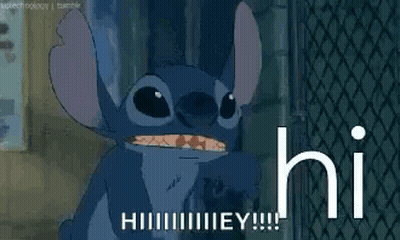 Lilo And Stitch Character Saying Hi In Front Of Fence GIF