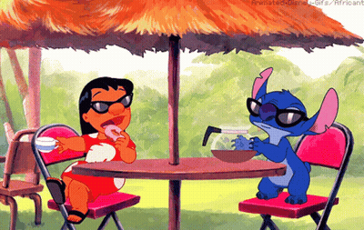 Lilo And Stitch Sitting At Table GIF