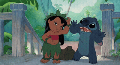 Lilo And Stitch Standing On Wooden Deck GIF