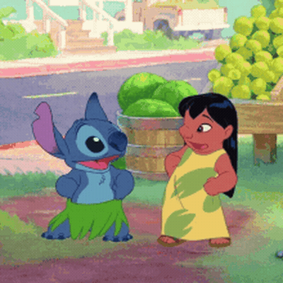 Lilo And Stitch With Basket Of Watermelons GIF