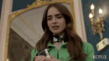 Lily Collins Looking Like She Regrets GIF