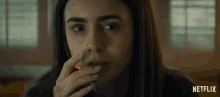 Lily Collins Smoking GIF