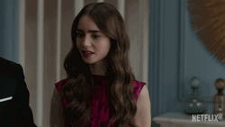Lily Collins What Did He Say Meme GIF