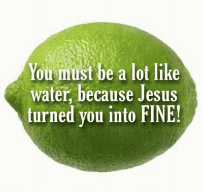 Lime Saying You Must Be A Lot Like Water Because Jesus Turned You Into Fine GIF