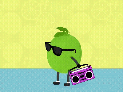 Lime Wearing Sunglasses Holding Boombox GIF