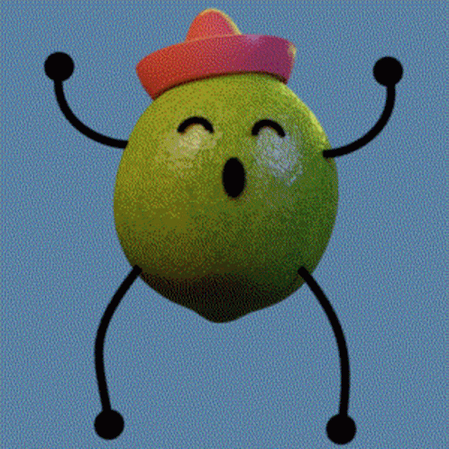 Lime With Arms And Legs And Sombrero GIF