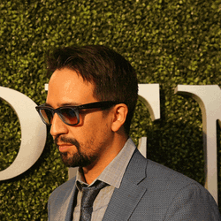 Lin Manuel Miranda Doing The Rock Eyebrow Meme GIF