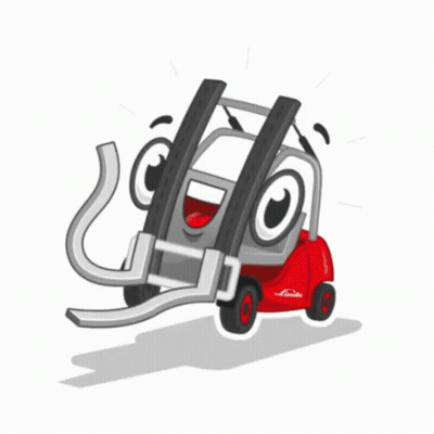 Linde Forklift Cartoon With Smiling Face GIF