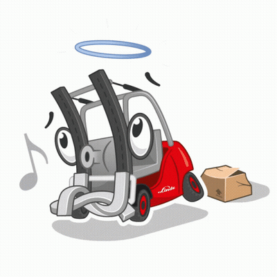 Linde Forklift With Box On Ground GIF