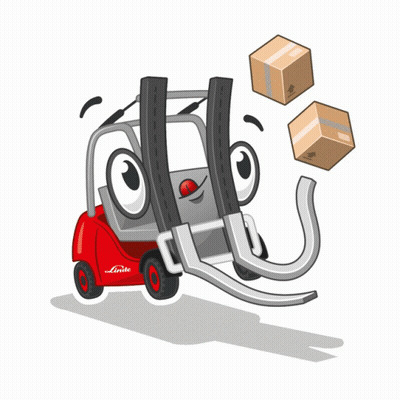 Linde Forklift With Falling Boxes GIF