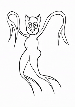Line Cartoon Pig Flies Flapping Wavy Arms GIF