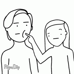 Line Drawing Girl Poke Boy GIF