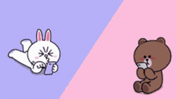 Line Friends Cony And Brown Sending Love Text Message GIF