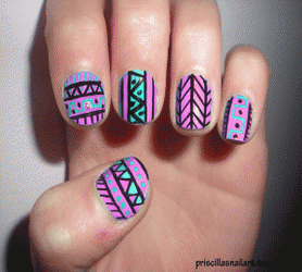 Lines And Pastel Nail  GIF