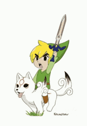 Link Legend Of Zelda Cartoon Art Riding Wolf