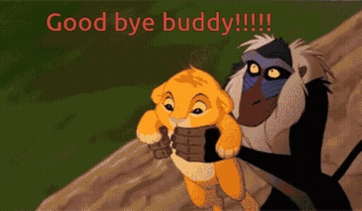 Lion and Baboon Saying Good Bye Buddy