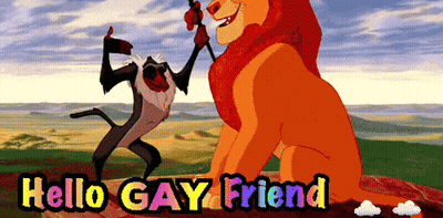 Lion And Baboon Saying Hello Gay Friend GIF