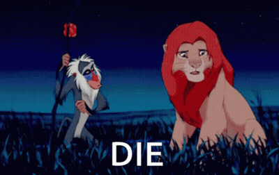 Lion And Monkey Cartoon Saying Die GIF